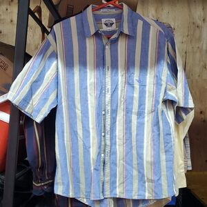 Dockers Men's Casual Button Down Striped Short Sleeve. Size M. EPWC. Blue